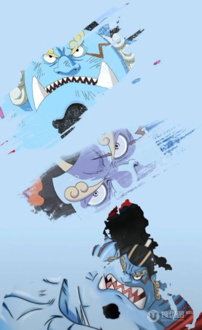 纯色毛笔笔刷创意海贼王人物手机壁纸图片