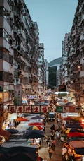 繁华的香港夜市，法国埃菲尔铁塔手机壁纸