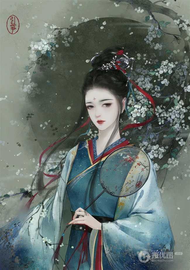 古风美人，二次元古典古风美人手绘图片，绘师引筝作品