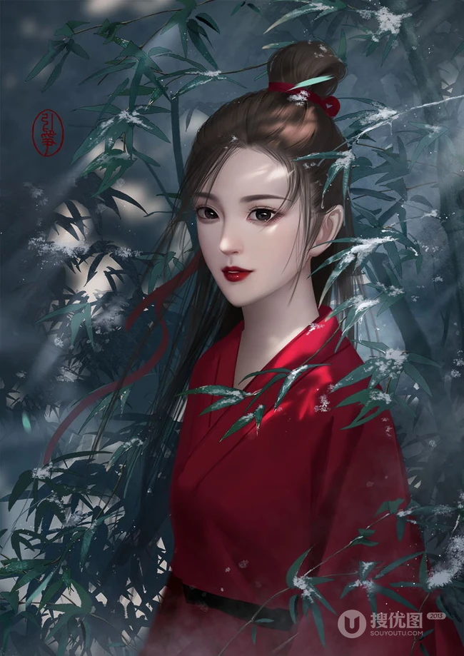古风美人，二次元古典古风美人手绘图片，绘师引筝作品