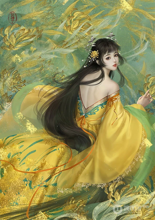 古风美人，二次元古典古风美人手绘图片，绘师引筝作品