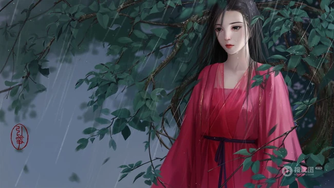 古风美人，二次元古典古风美人手绘图片，绘师引筝作品