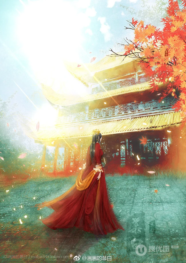 古风美人，唯美古风美人手绘插画美图，绘师画画的慕白作品