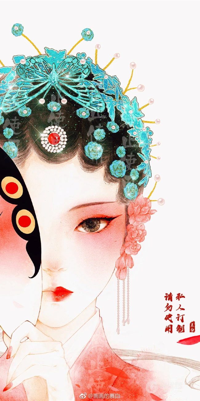 古风美人，唯美古风美人手绘插画美图，绘师画画的慕白作品