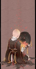 和尚图片，精美二次元少林光头和尚禅意手绘插画图片
