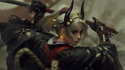 拿剑的日本武士和欧洲战士，日本古代女武士壁纸图片