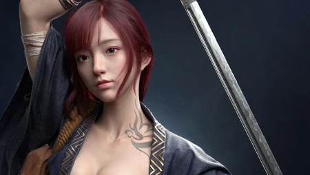 长发帅气日本女武士，雷神里的女战神高清电脑壁纸