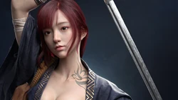 长发帅气日本女武士，雷神里的女战神高清电脑壁纸