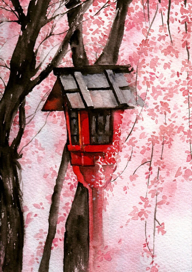 剑三水彩创意插画，国风武侠风格创意水彩画美图