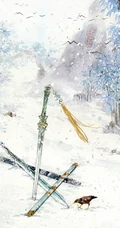 剑三水彩创意插画，国风武侠风格创意水彩画美图