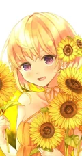 手绘的向日葵少女插画黄黄的画面好唯美