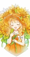 手绘的向日葵少女插画黄黄的画面好唯美