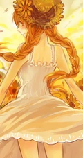 手绘的向日葵少女插画黄黄的画面好唯美