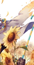 手绘的向日葵少女插画黄黄的画面好唯美