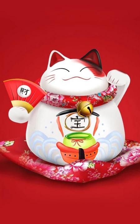 胖乎乎的招财猫发财开运手机壁纸