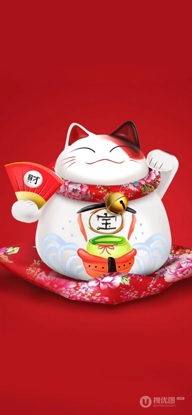 胖乎乎的招财猫发财开运手机壁纸