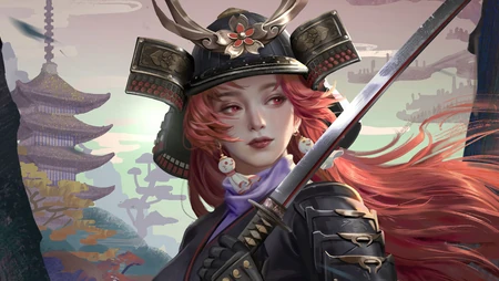 日本古代女武士，拿着武士刀的女战士帅气电脑壁纸