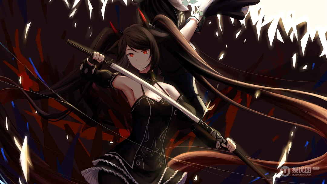 日本古代女武士，拿着武士刀的女战士帅气电脑壁纸