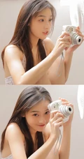 自然流露的小气质，清新少女女生小碎花紧身连体泳衣写真图片