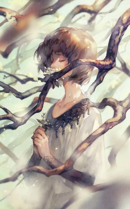 飘逸梦幻水彩风格CG插画美图，日本画师よしおか的作品
