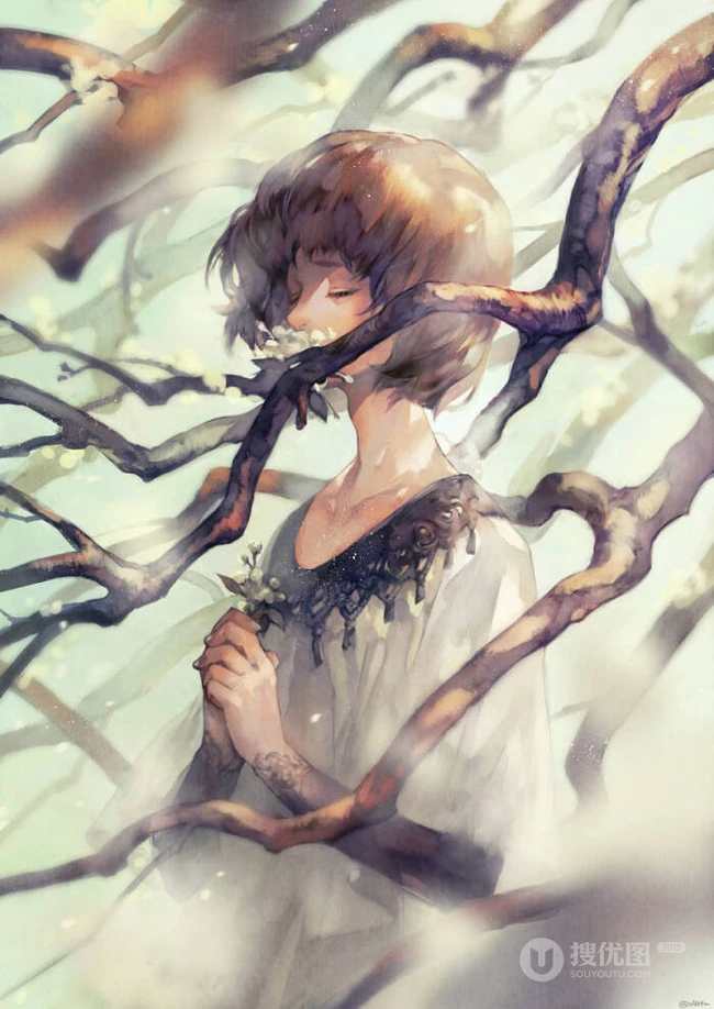 飘逸梦幻水彩风格CG插画美图，日本画师よしおか的作品