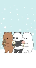 手绘线条可爱的熊系列手机壁纸