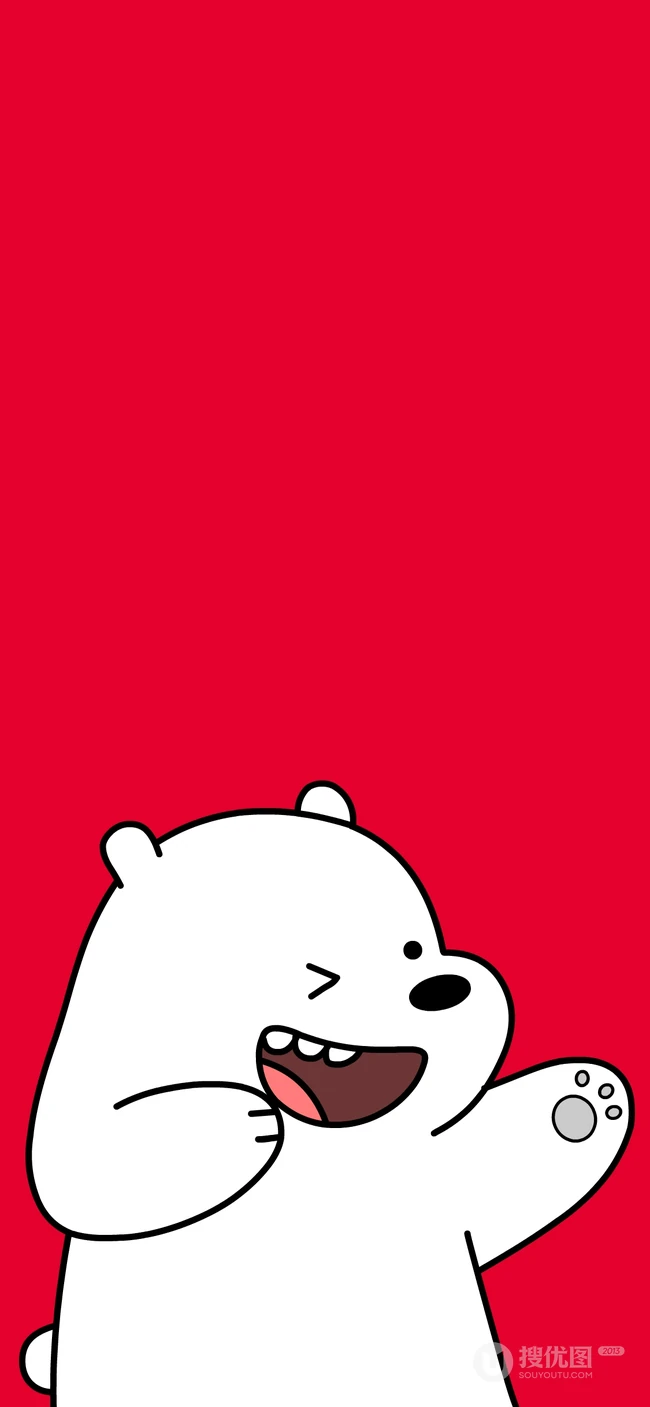 手绘线条可爱的熊系列手机壁纸