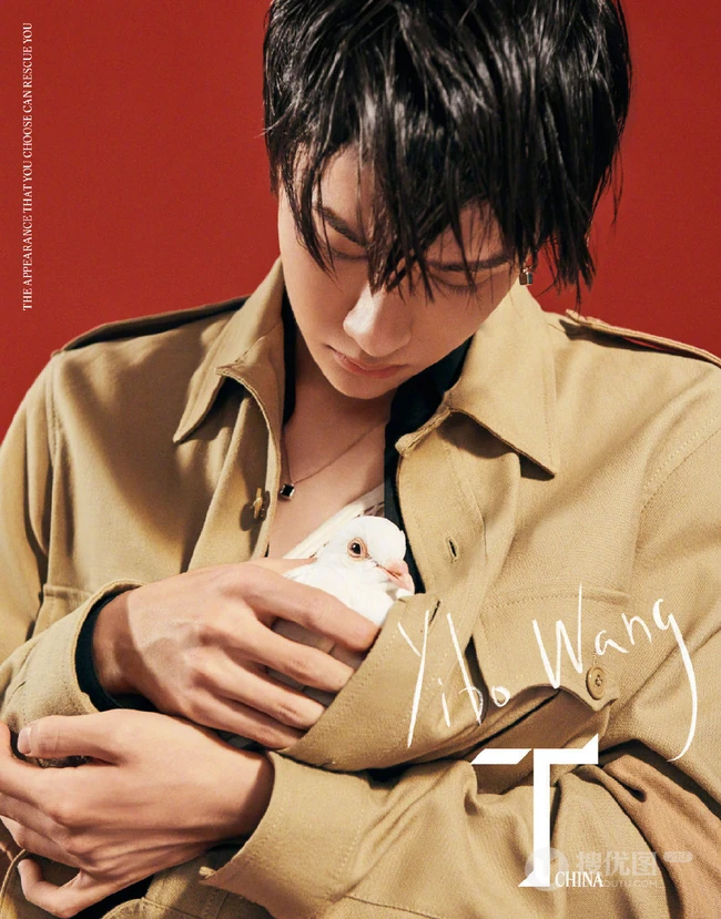 王一博温柔时髦湿发发型登《T Magazine》杂志写真封面图片