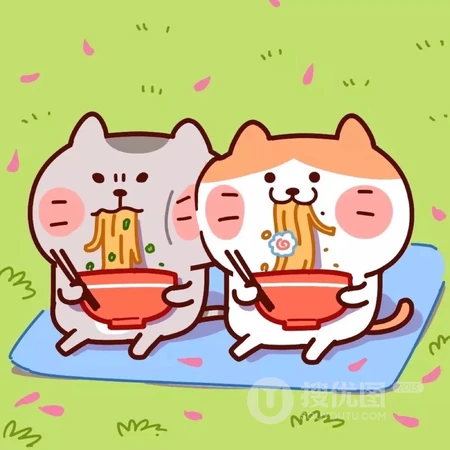 卡通头上长草的胖胖小猫咪，卡通情侣小人头像推荐