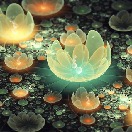 梦幻花火，3D艺术花卉，梦幻流离的3D光影花卉花朵意境美图