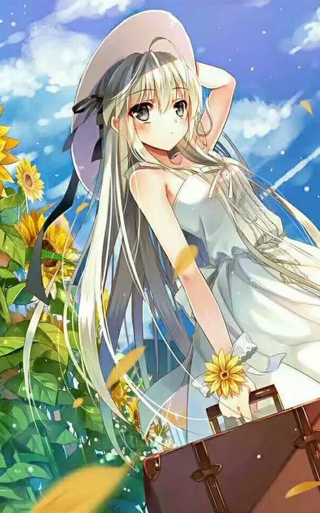 唯美的二次元向日葵少女动漫图片