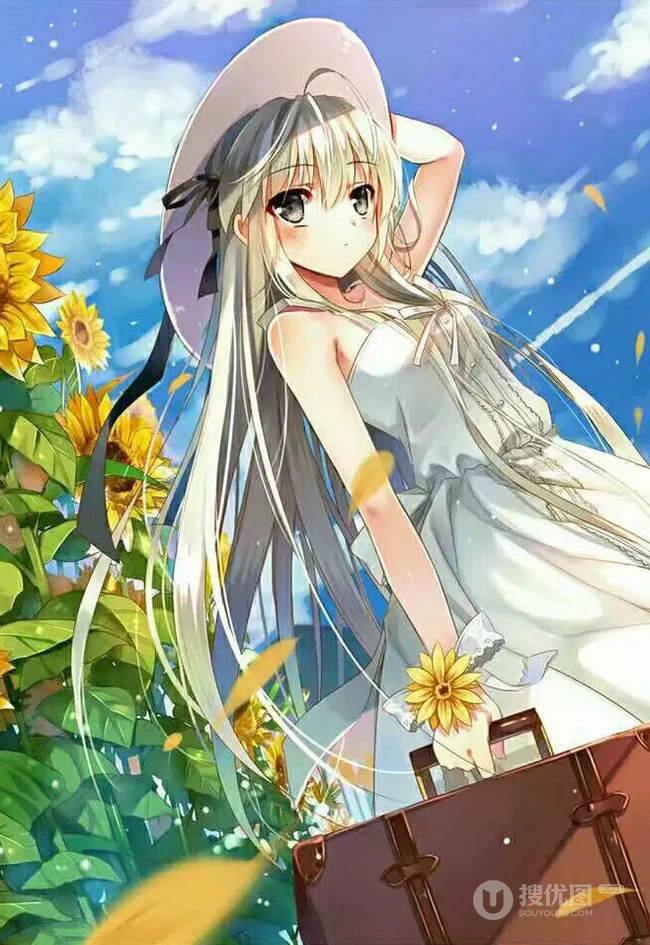 唯美的二次元向日葵少女动漫图片