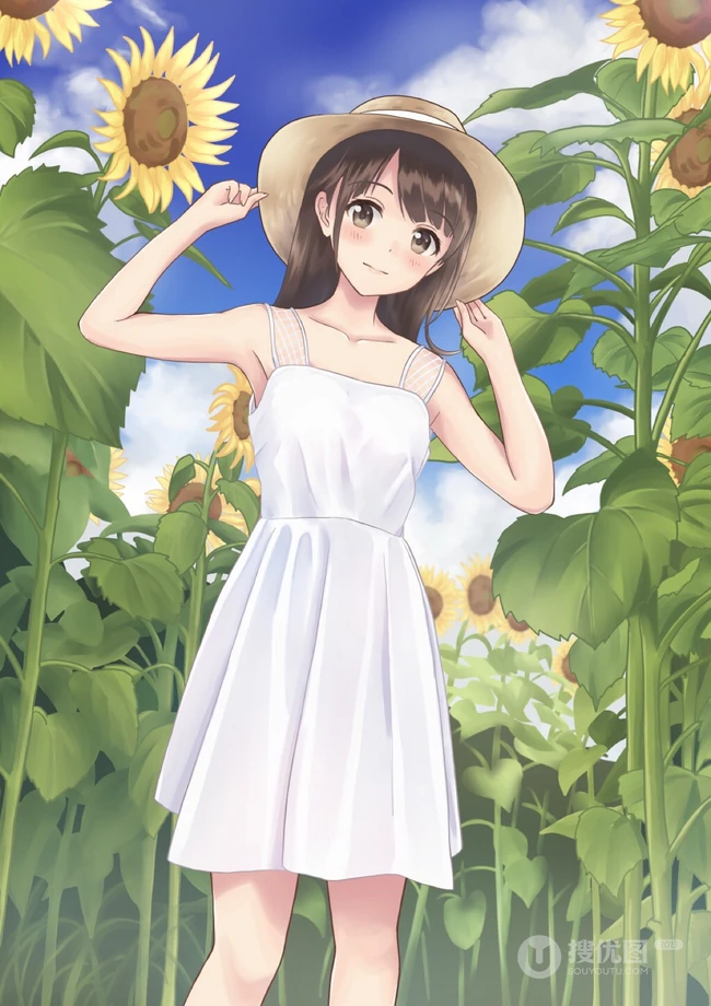 唯美的二次元向日葵少女动漫图片