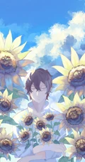 唯美的二次元向日葵少女动漫图片