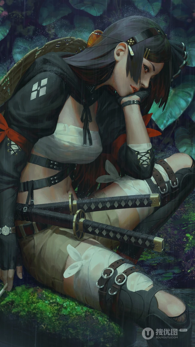 画师ZWGu女武士，侠客插画作品手机壁纸