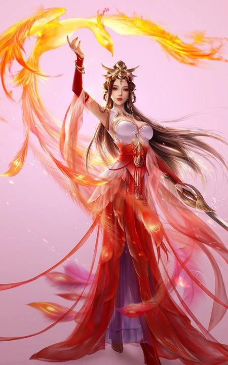 唯美古风凤求凰古代美人手绘高清手机壁纸