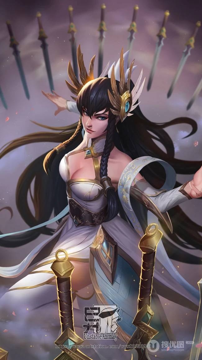 唯美古风凤求凰古代美人手绘高清手机壁纸