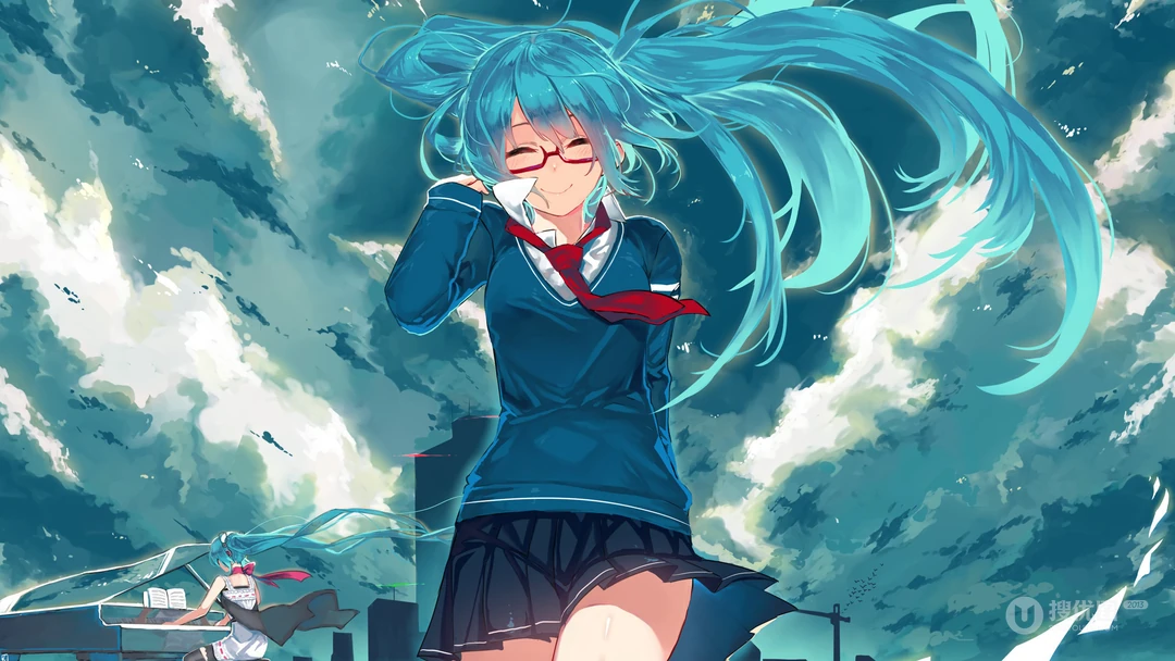 日本动漫虚拟人物初音未来创意炫彩桌面壁纸