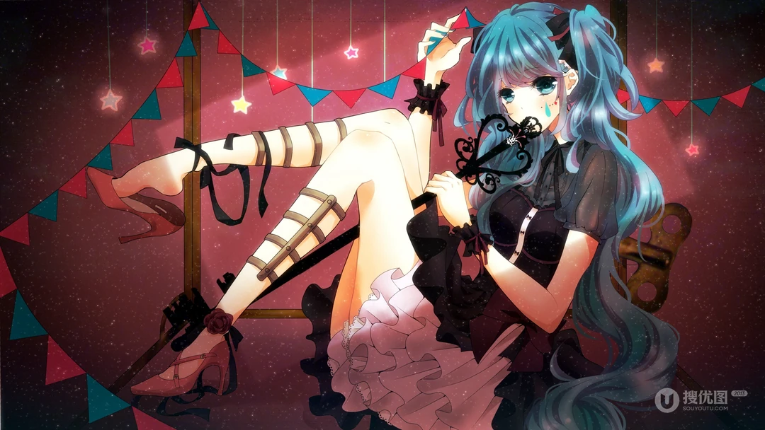 日本动漫虚拟人物初音未来创意炫彩桌面壁纸