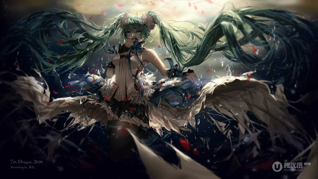 日本动漫虚拟人物初音未来创意炫彩桌面壁纸