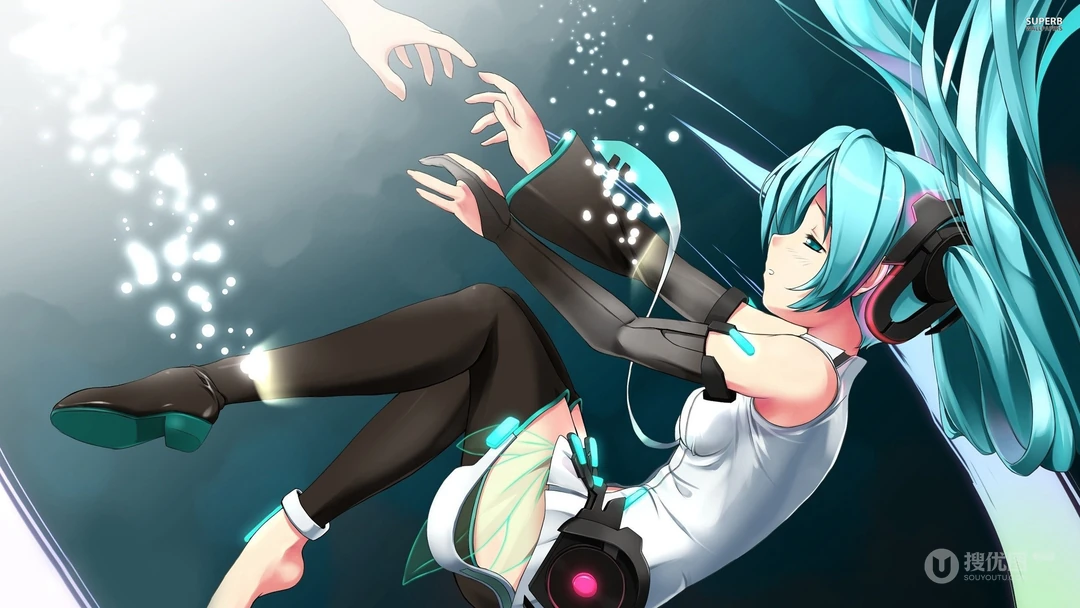 日本动漫虚拟人物初音未来创意炫彩桌面壁纸