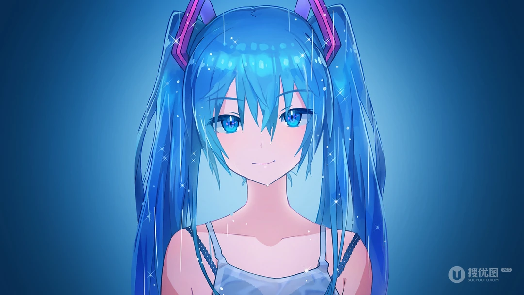 日本动漫虚拟人物初音未来创意炫彩桌面壁纸