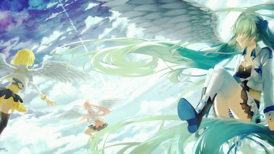 日本动漫虚拟人物初音未来创意炫彩桌面壁纸