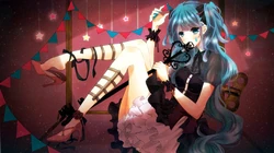 日本动漫虚拟人物初音未来创意炫彩桌面壁纸