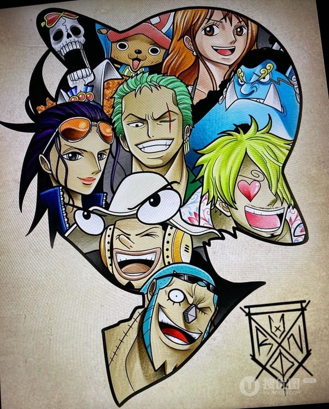 动漫海贼王创意插画图片