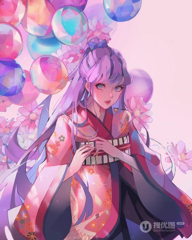 插画师动漫女性角色手绘图片，画面太唯美