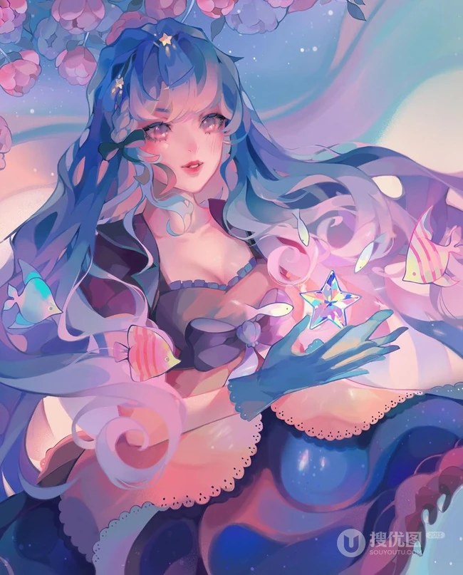 插画师动漫女性角色手绘图片，画面太唯美