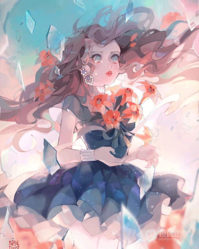 插画师动漫女性角色手绘图片，画面太唯美