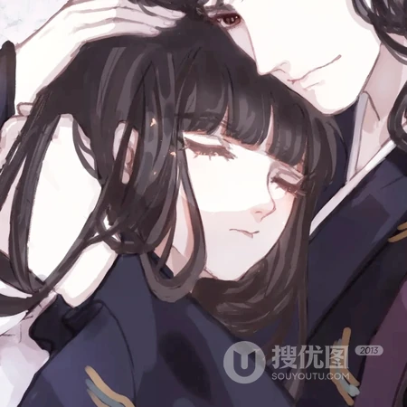 水墨手绘古风情侣头像图片两人一对
