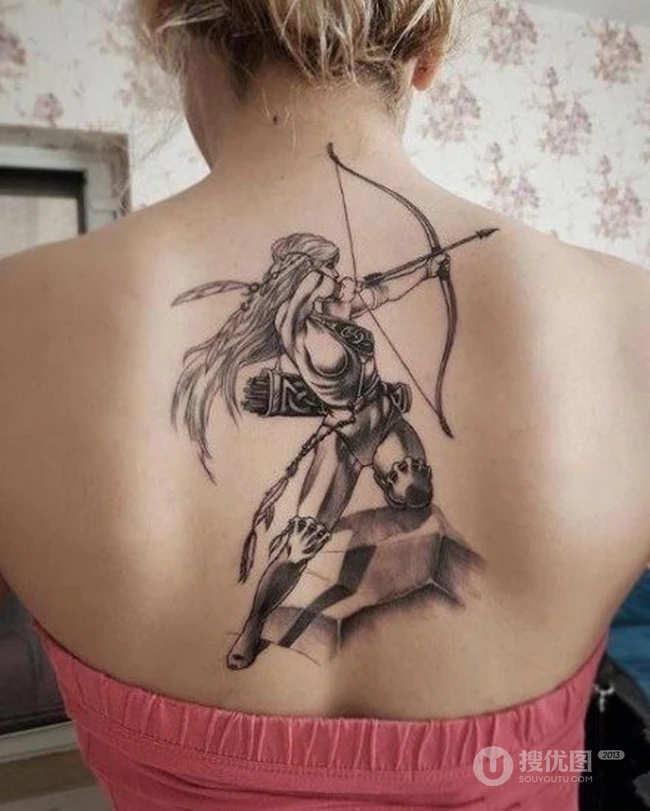射手座纹身图案，女性各部位个性流行射手座星座刺青图案图片 第8张
